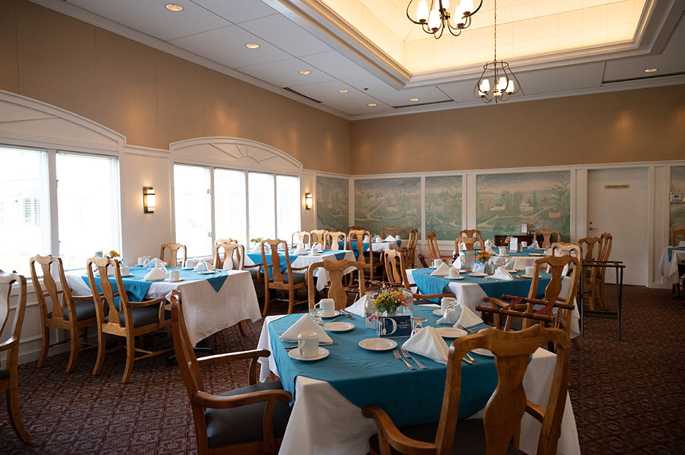 dining room with set tables