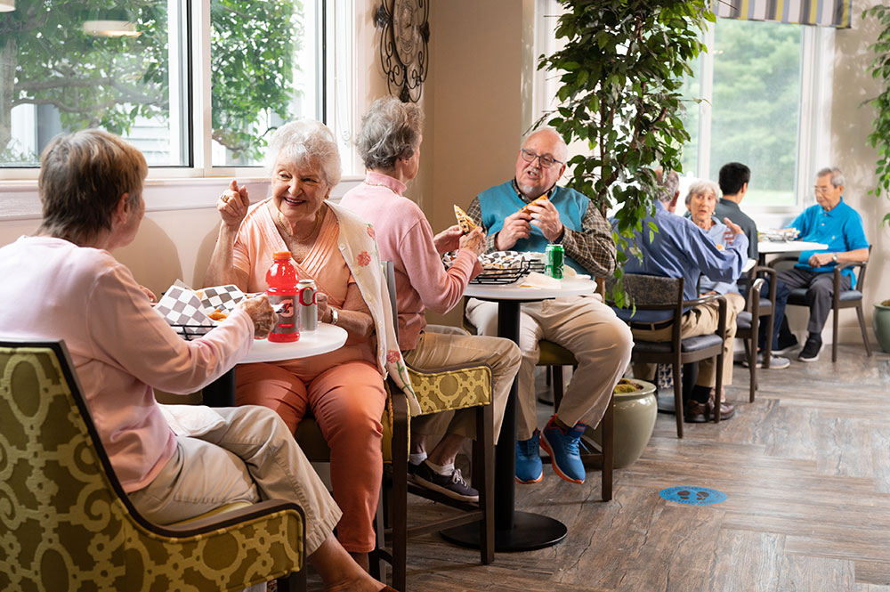 people eating at the café