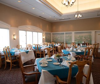 dining room with set tables